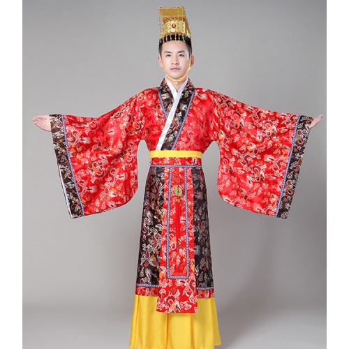 Chinese folk dance costumes Emperor for men's male ancient traditional dragon robes drama cosplay hanfu costumes  Tang Dynasty costumes